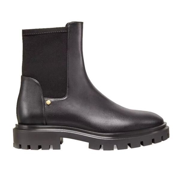 Stuart Weitzman Ultra Lug City Leather Bootie Black Size 8 Excellent Condition - Picture 1 of 12